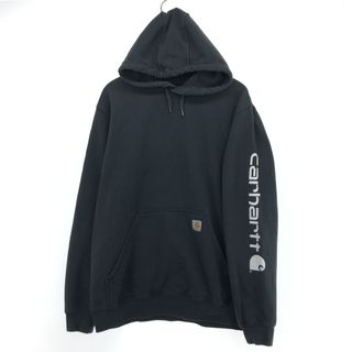 カーハート(carhartt)の古着 カーハート Carhartt ORIGINAL FIT 袖プリント スウェットプルオーバーパーカー メンズL /eaa416767(スウェット)