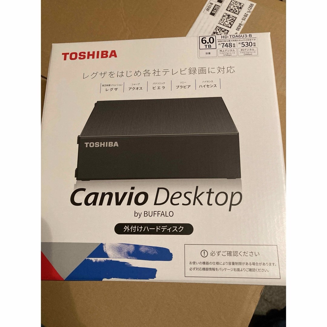東芝(トウシバ)のCanvio HD-TDA6U3-B 外付けHDD 6TB ブラック スマホ/家電/カメラのPC/タブレット(PC周辺機器)の商品写真