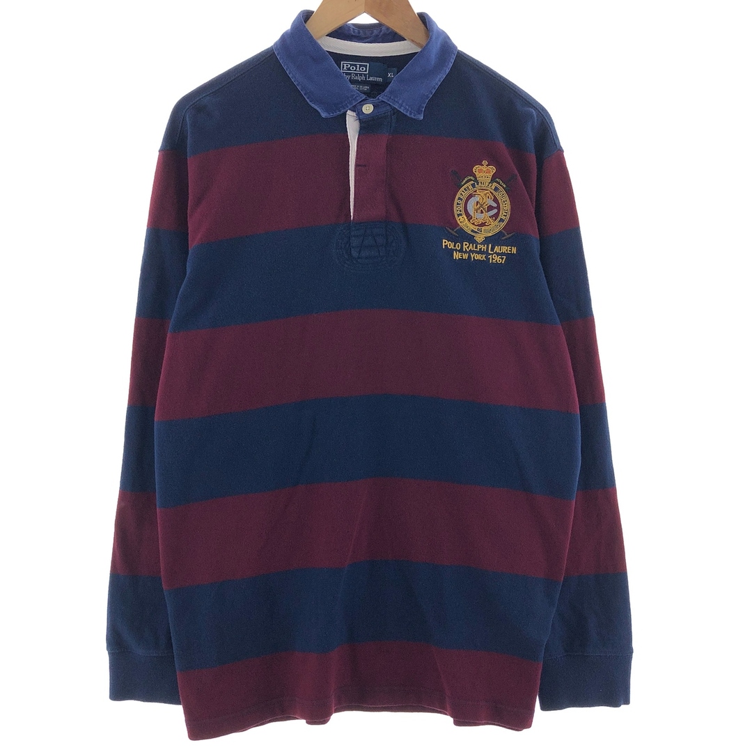 Ralph Lauren(ラルフローレン)の古着 ラルフローレン Ralph Lauren POLO by Ralph Lauren ボーダー柄 長袖 ラガーシャツ メンズXL /eaa390541 メンズのトップス(シャツ)の商品写真