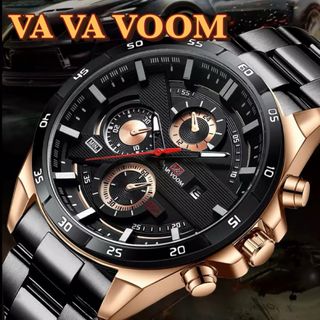 新品 VA VA VOOM ファッションデザインメンズウォッチ ブラック 腕時計(腕時計(アナログ))