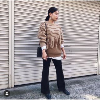 アメリヴィンテージ(Ameri VINTAGE)のAMERI VINTAGE☆FRINGE ZEBRA KNIT(ニット/セーター)