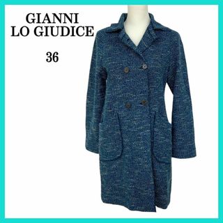 ジャンニロジュディチェ(GIANNI LO GIUDICE)の美品 ジャンニロジュディチェ ジャケット コート グリーン 36 麻 日本製(チェスターコート)