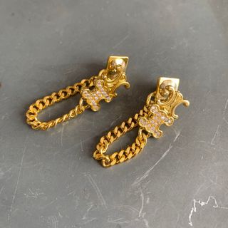 CZダイヤ　チェーンピアス　ゴールド(ピアス)