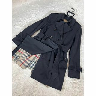 バーバリー(BURBERRY)の美品 バーバリー BURBERRY トレンチ   黒 ライナー付　メガチェック(トレンチコート)