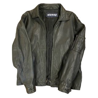 STUSSY - 90's STUSSY VINTAGE LEATHER  USA製