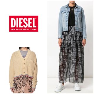 ディーゼル(DIESEL)のDIESEL　カーディガン ニット & プリントメッシュロングスカート(カーディガン)