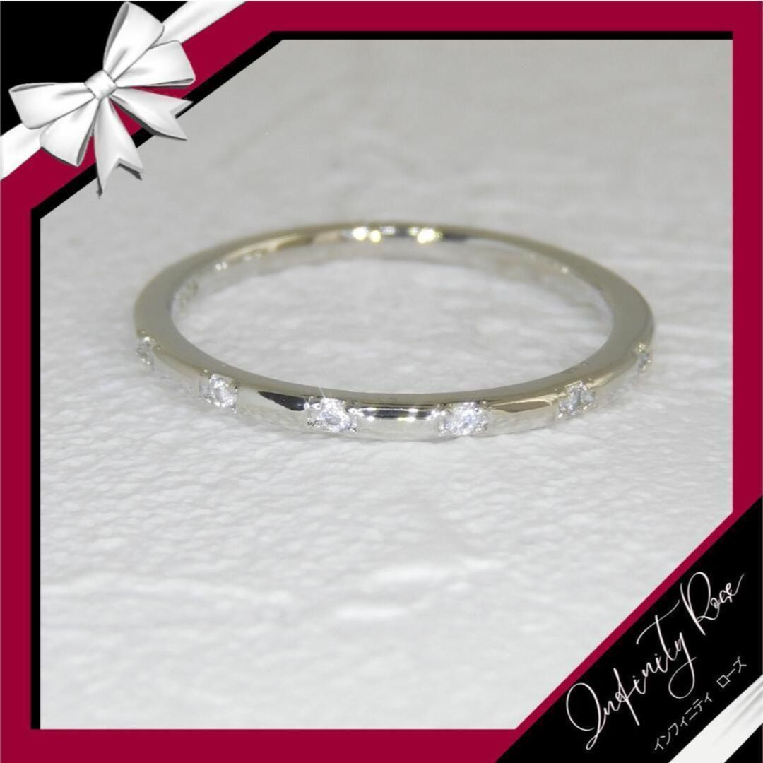 （R050S）12号　シルバー小さな5粒クリスタル細リング　爪留仕様　指輪 レディースのアクセサリー(リング(指輪))の商品写真