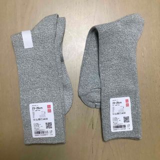 ユニクロ(UNIQLO)のユニクロ レディース ソックス ライトグレー 2足(ソックス)