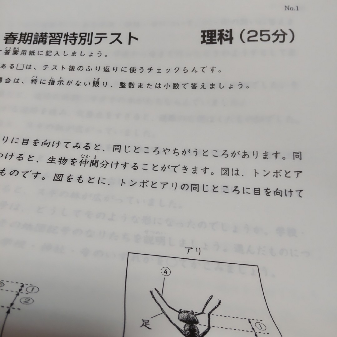 日能研 春期講習特別テスト 4年 国語 算数 理科 社会 解答解説 日能研 春期講習特別テスト 4年 国語 算数 理科 社会 解答解説