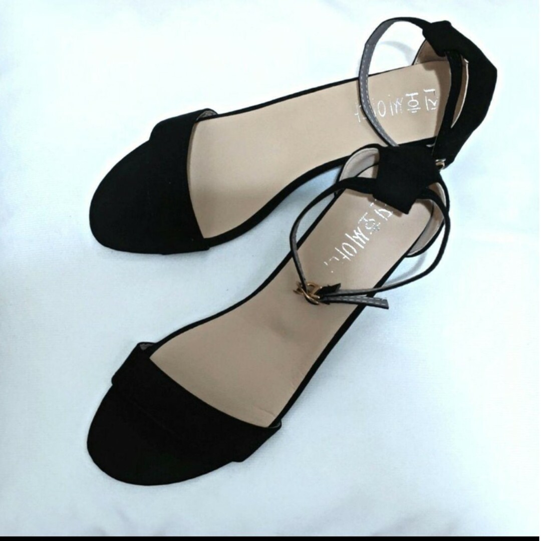 ブラック ストラップ サンダル  *スエード調 24.5cm レディースの靴/シューズ(サンダル)の商品写真