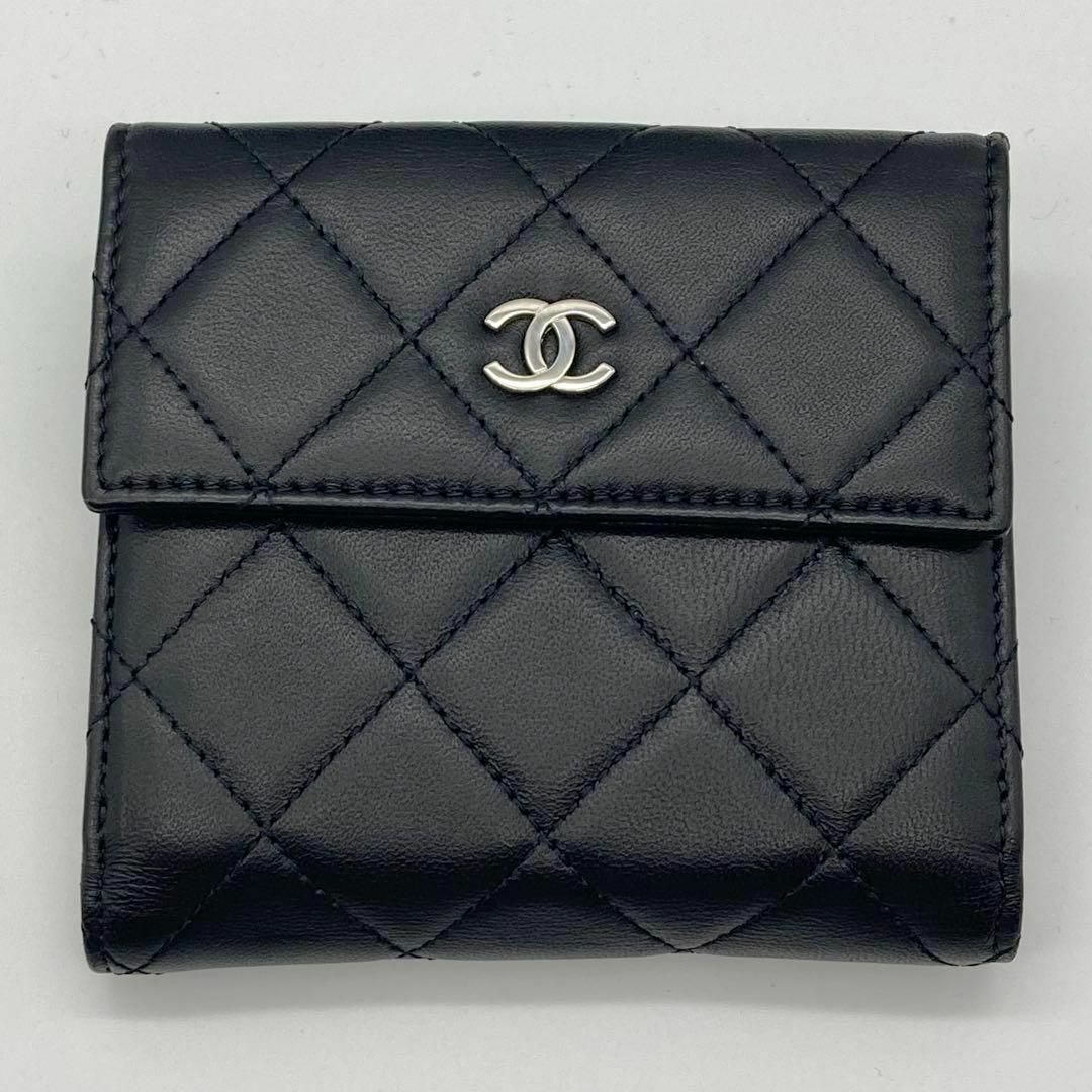 CHANEL - ☆SSS級美品☆ シャネル Wホック財布 マトラッセ CHANEL - ☆SSS級美品☆ シャネル Wホック財布 マトラッセ