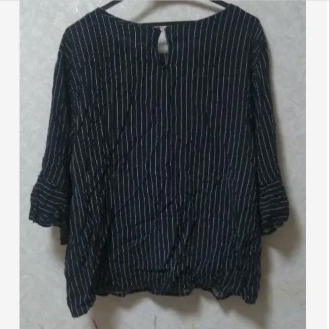 美品▶ 3L　BLUE STRIVE　シャツ　大きい　服　夏秋　甘辛　古着　匿名 レディースのトップス(シャツ/ブラウス(長袖/七分))の商品写真