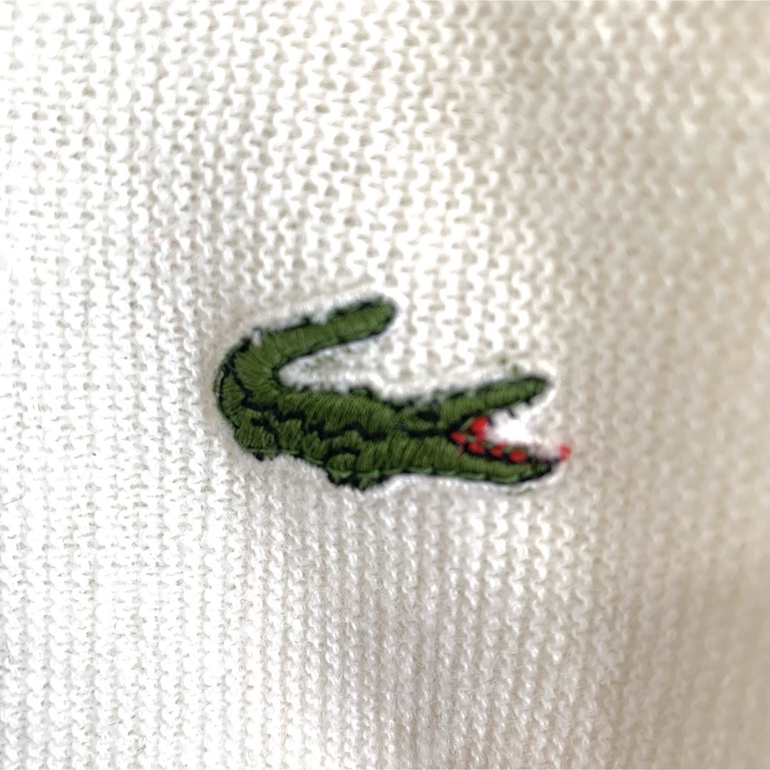 LACOSTE(ラコステ)の70s ビンテージ 米国製 アイゾッド ラコステ アクリル ニット セーター 白 メンズのトップス(ニット/セーター)の商品写真