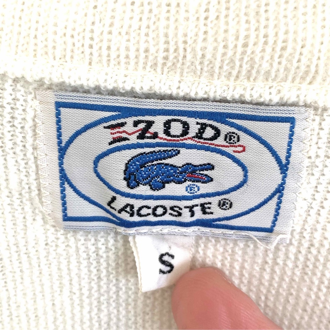 LACOSTE(ラコステ)の70s ビンテージ 米国製 アイゾッド ラコステ アクリル ニット セーター 白 メンズのトップス(ニット/セーター)の商品写真