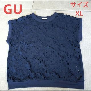 ジーユー(GU)のGU 花がらレースTシャツ　XL(Tシャツ(半袖/袖なし))