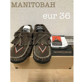 MANITOBAH MUKLUKUS ビーズモカシン  ブラウン EUR 36(スリッポン/モカシン)