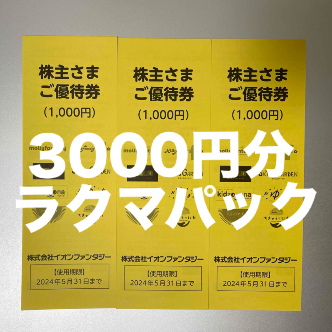 イオンファンタジー 株主優待券 3000円分 エンタメ/ホビーのエンタメ その他(その他)の商品写真