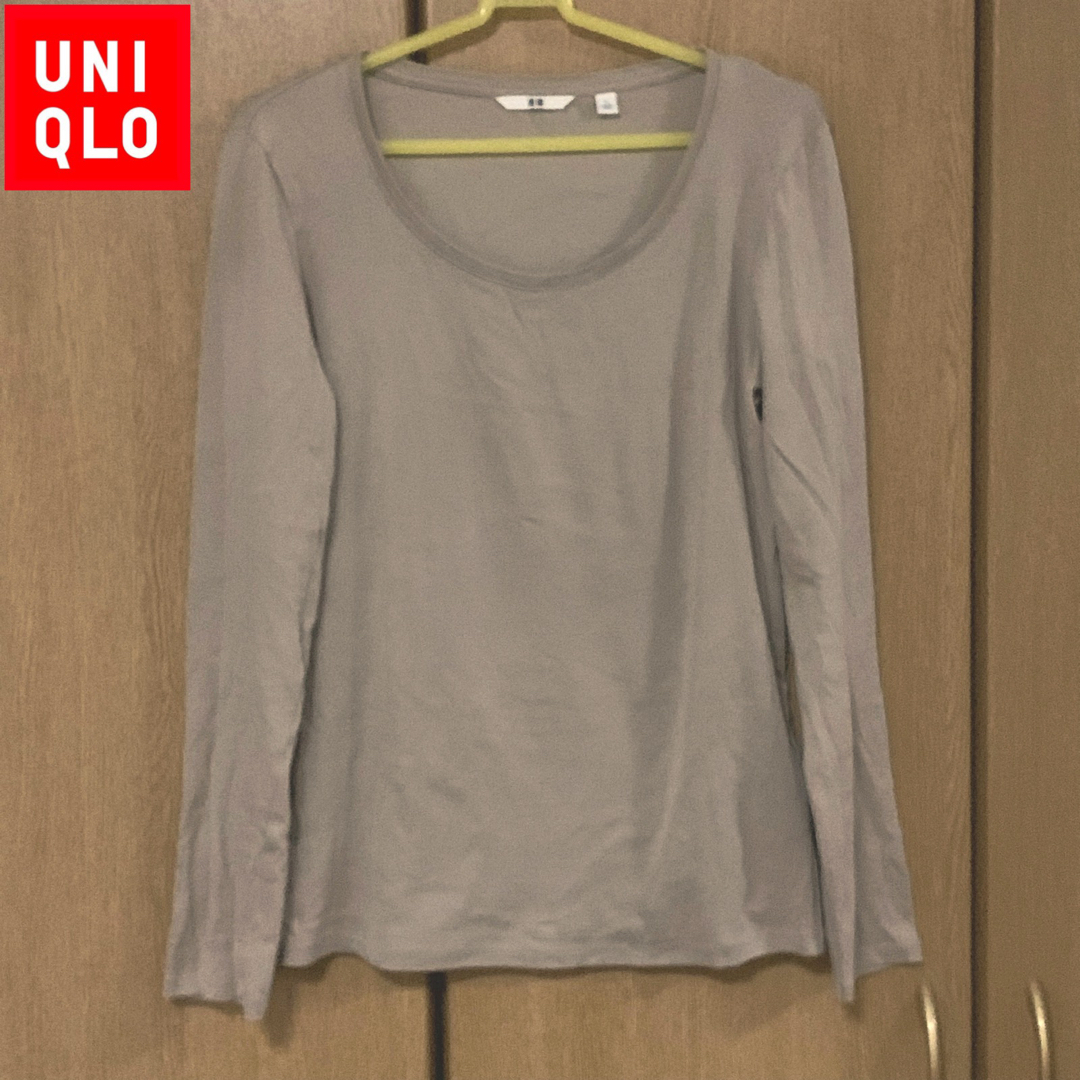 UNIQLO(ユニクロ)の【★送料込】 Lサイズ ユニクロ 長袖Tシャツ ベージュ レディースのトップス(Tシャツ(長袖/七分))の商品写真