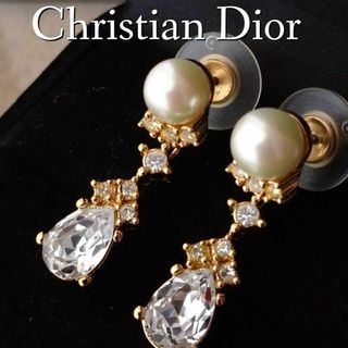 クリスチャンディオール(Christian Dior)の希少美品　Dior ヴィンテージ　スウィングピアス　ゴールド　フェイクパール(ピアス)