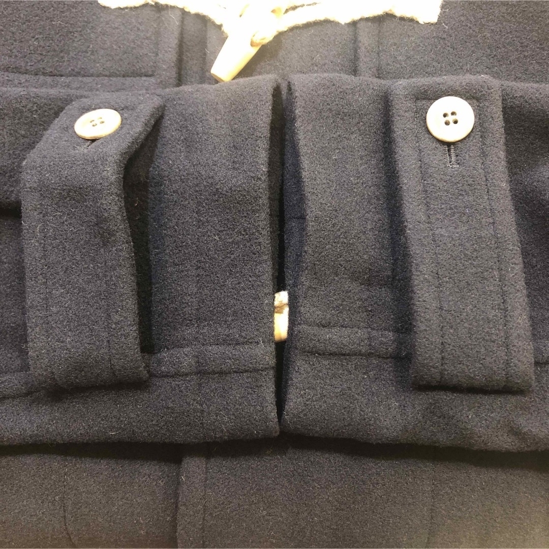 ウール素材 フード付きダッフルコート ネイビー レディースのジャケット/アウター(ダッフルコート)の商品写真