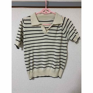 シーイン(SHEIN)のSHEIN ポロネック　ストライプ  カットソー(Tシャツ(半袖/袖なし))