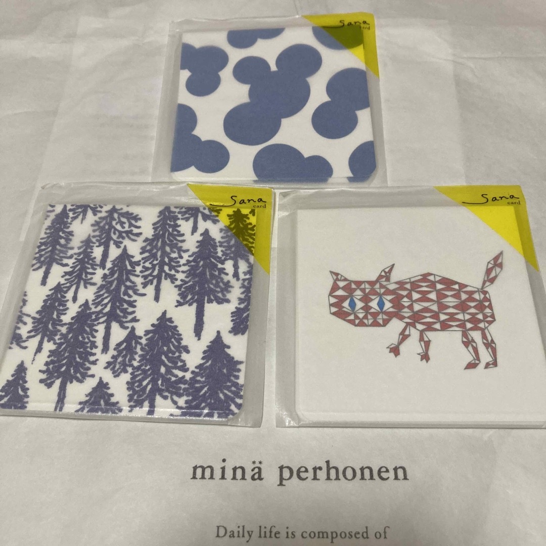 mina perhonen(ミナペルホネン)のミナペルホネン  sana card    metsa、soda water ハンドメイドの文具/ステーショナリー(カード/レター/ラッピング)の商品写真