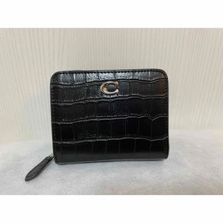 コーチ(COACH)のコーチ レディース coach 財布 二つ折財布　ブラック　クロコ 型押し 新品(財布)