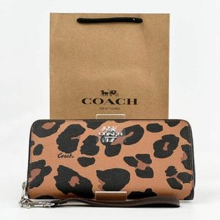 コーチ(COACH)の新品 COACH ロングジップ アラウンド 長財布 ウィズ レオパード ヒョウ柄(財布)