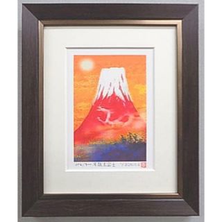 開運 赤富士 富士山 額付き インテリア 絵 アート 運気アップ 縁起物 風水(絵画/タペストリー)