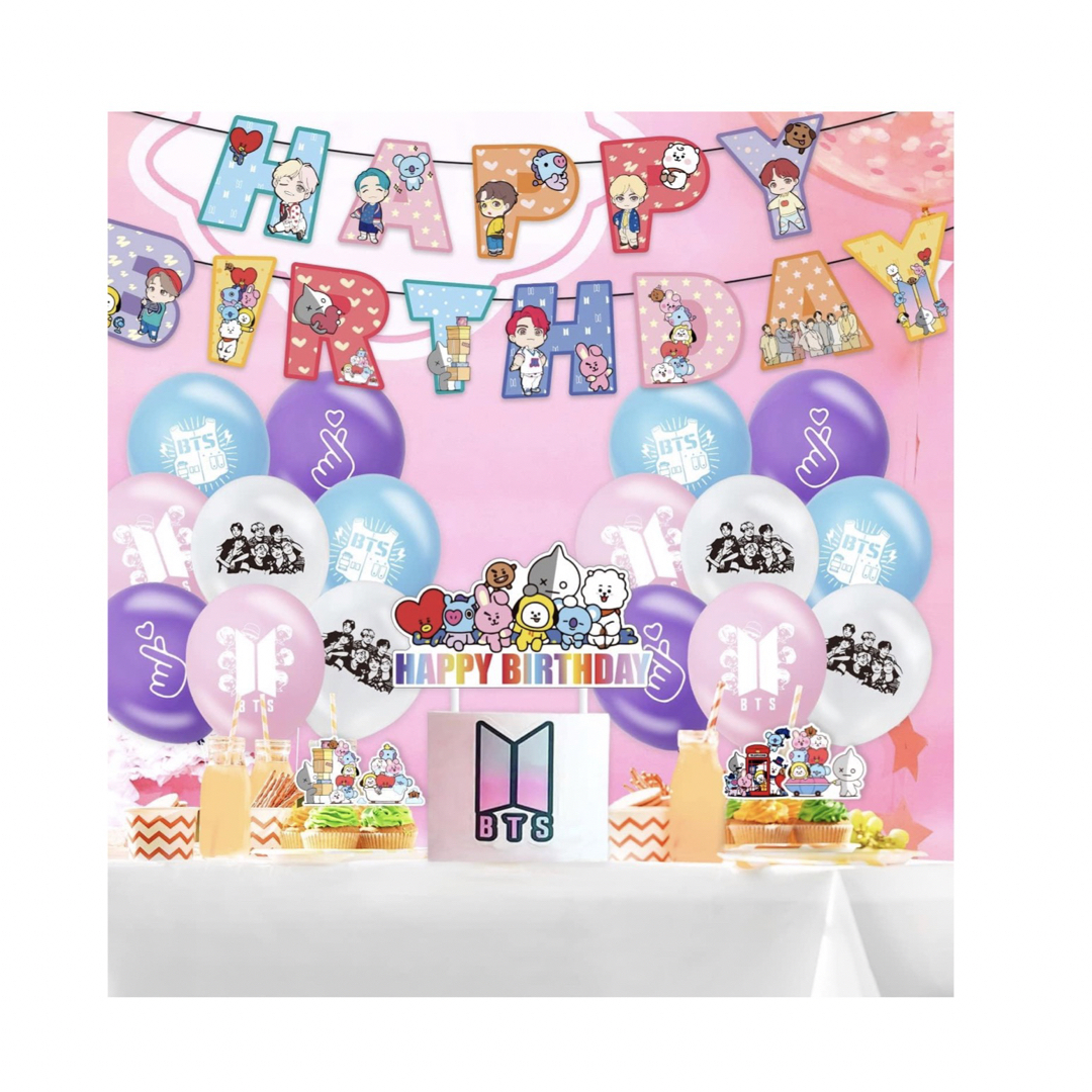 パーティー風船 防弾少年団 BTS 誕生日飾り パーティー風船 飾り付けセット ハンドメイドのパーティー(ガーランド)の商品写真