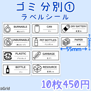ゴミ分別ラベルシール①　ゴミ箱　ダストボックス　ステッカー(ごみ箱)