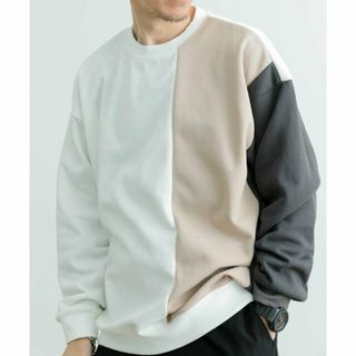 アーバンリサーチアイテムズ(URBAN RESEARCH ITEMS)の【WHT】ドレープジャージー 配色カットプルオーバー B(スウェット)