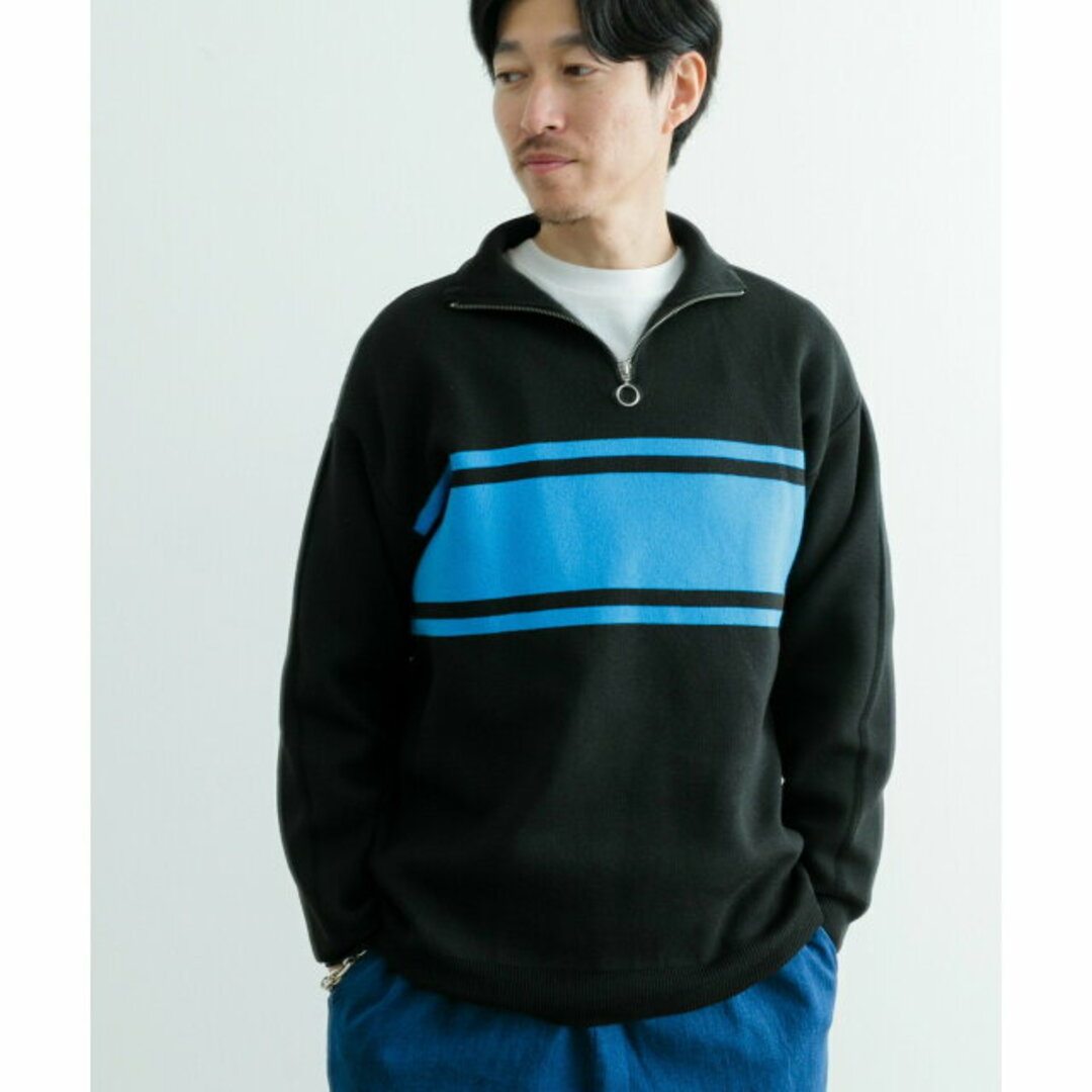 URBAN RESEARCH ITEMS(アーバンリサーチアイテムズ)の【BLK】ハーフZIP ボーダー プルオーバーニット メンズのトップス(ニット/セーター)の商品写真