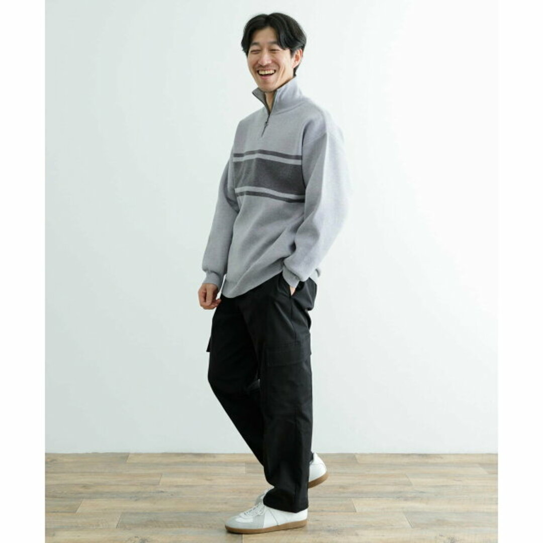 URBAN RESEARCH ITEMS(アーバンリサーチアイテムズ)の【BLK】ハーフZIP ボーダー プルオーバーニット メンズのトップス(ニット/セーター)の商品写真