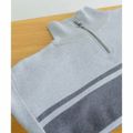 【GRY】ハーフZIP ボーダー プルオーバーニット