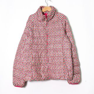 ユニクロ(UNIQLO)のユニクロ ナイロンジャケット 中綿入りジャンパー アウター キッズ 女の子用 150サイズ ホワイト×レッド UNIQLO(ジャケット/上着)