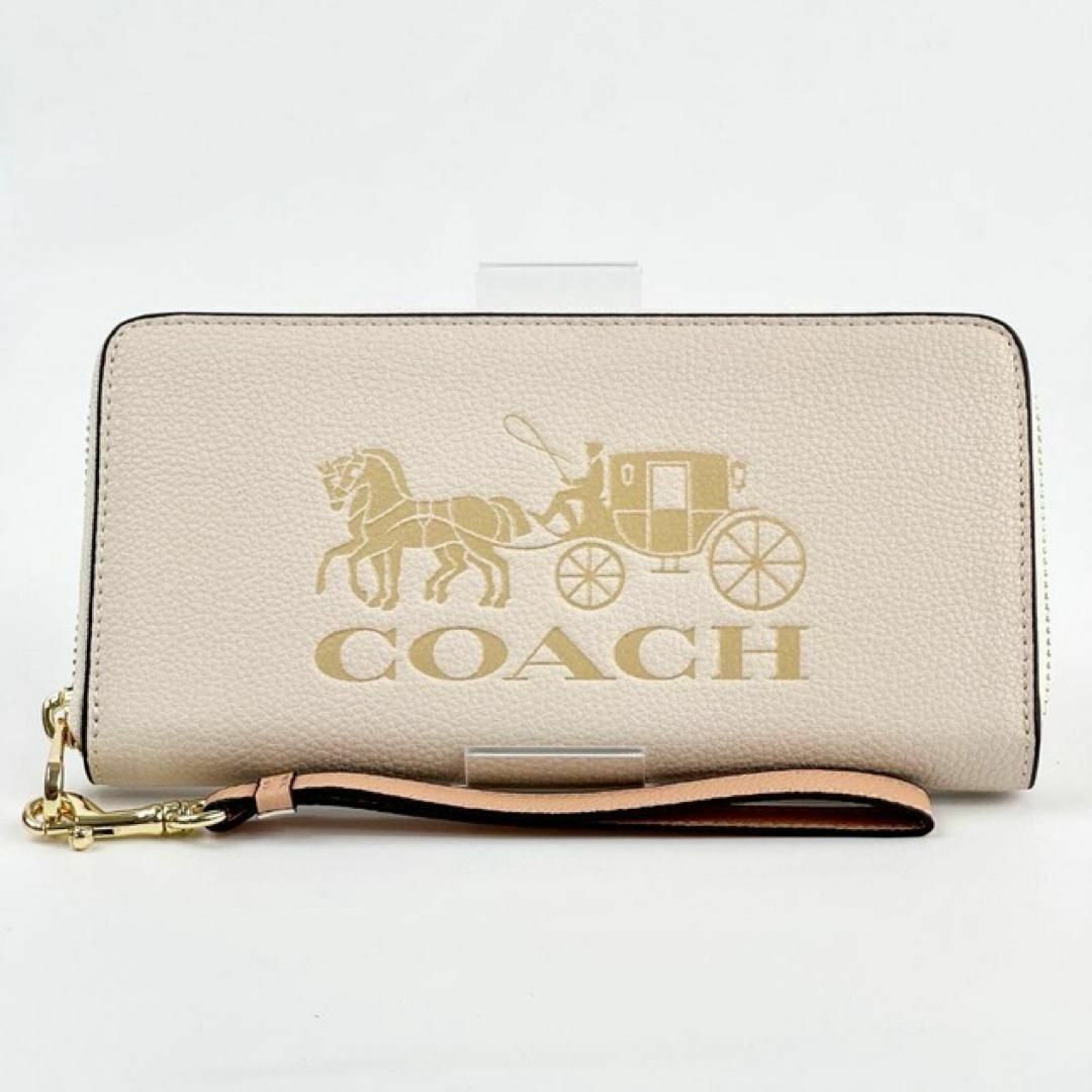 COACH(コーチ)の新品 COACH 長財布 バニラクリーム レザー調 ホース ロングジップ レディースのファッション小物(財布)の商品写真