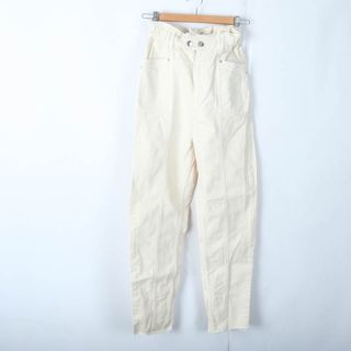 ザラ(ZARA)のザラ コットンパンツ ハイウエスト ボトムス レディース USA 00サイズ ベージュ ZARA(その他)