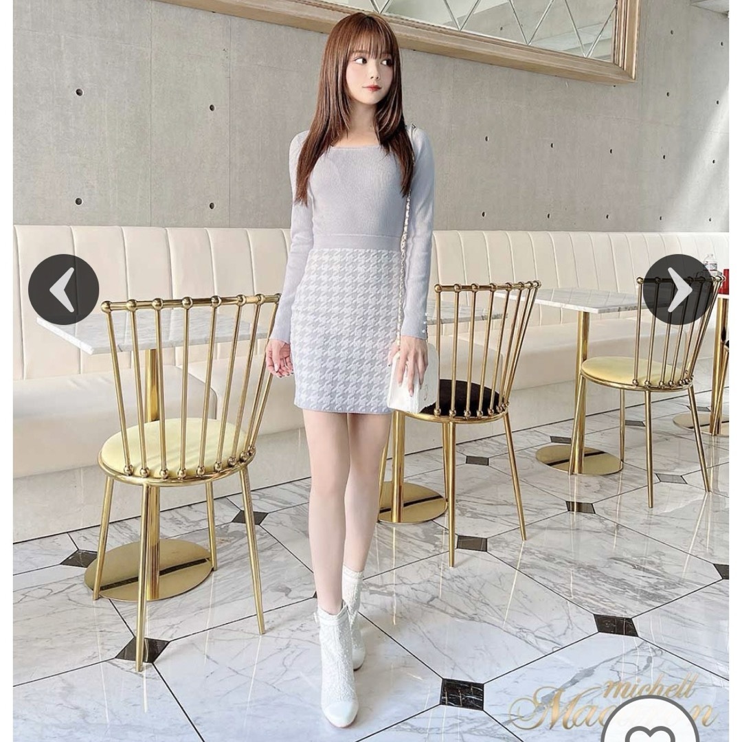 michellMacaron - 千鳥柄シャギーニットワンピースの通販 by ぽんぽこ michellMacaron - 千鳥柄シャギーニットワンピースの通販 by ぽんぽこ