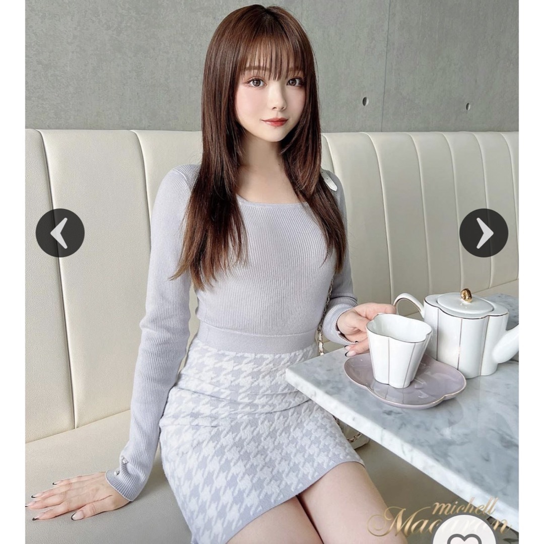 michellMacaron - 千鳥柄シャギーニットワンピースの通販 by ぽんぽこ michellMacaron - 千鳥柄シャギーニットワンピースの通販 by ぽんぽこ