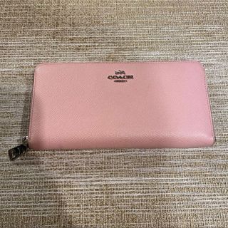 コーチ(COACH)のCOACH コーチ 長財布　薄ピンク 無地　ファスナー　ジップ　ラウンド(財布)