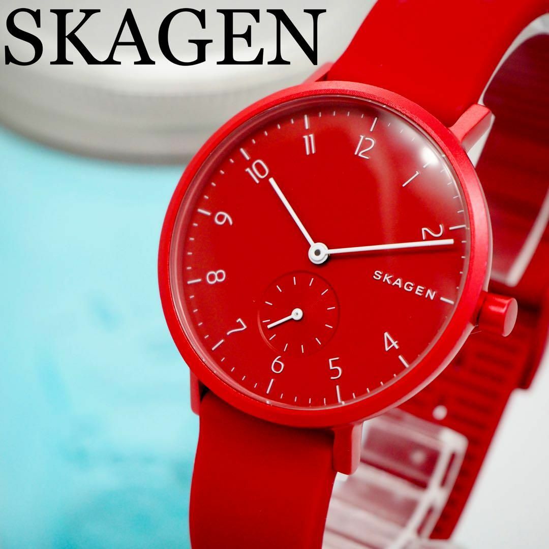 SKAGEN(スカーゲン)の4【美品】SKAGEN スカーゲン時計　レディース腕時計　メンズ腕時計　レッド メンズの時計(腕時計(アナログ))の商品写真