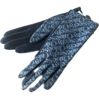 シーバイクロエ(SEE BY CHLOE)の新品♡総柄 ブランドロゴ　ネイビー　紺色(手袋)
