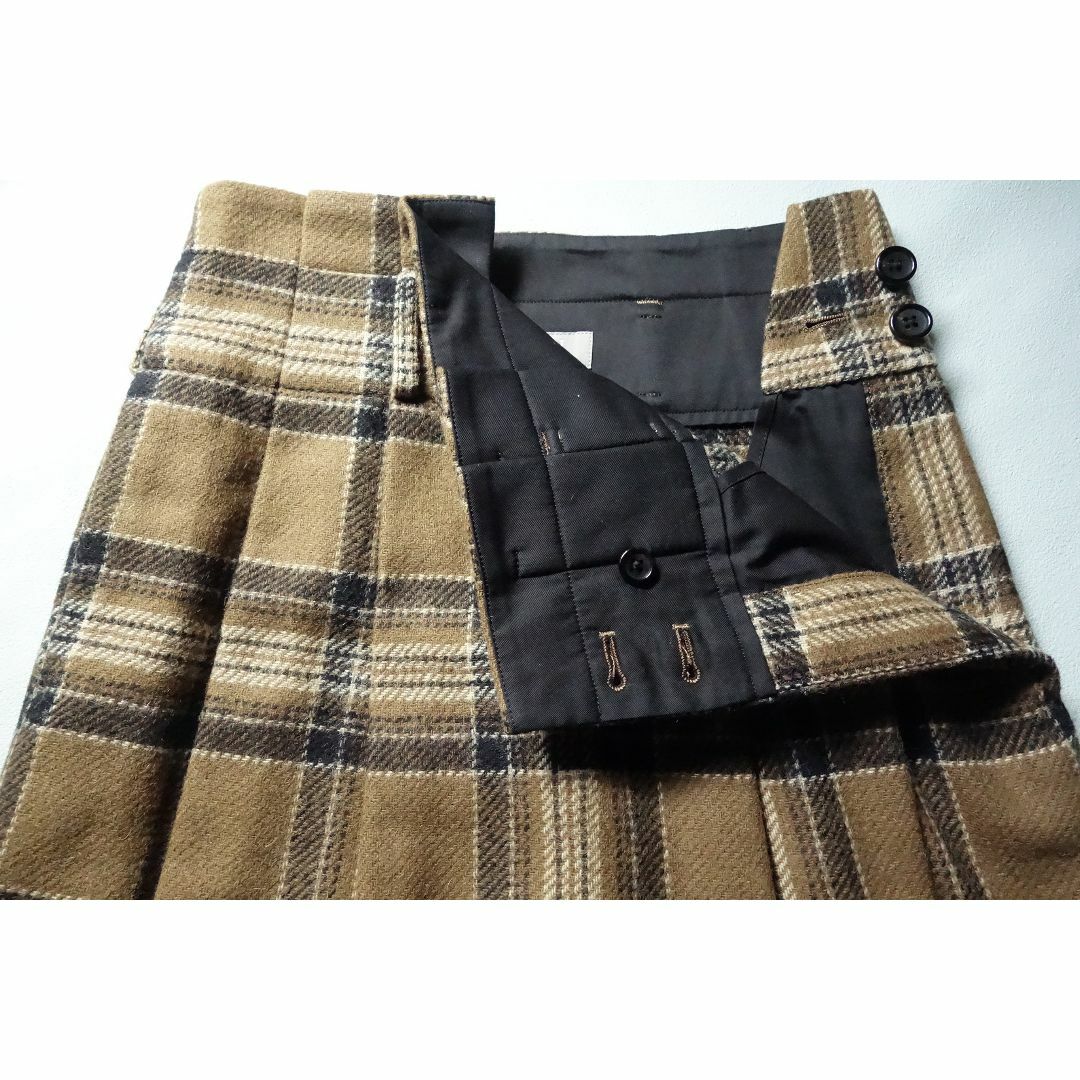 MARGARET HOWELL(マーガレットハウエル)の2016美品マーガレットハウエル☆キャメル タータンチェック ツイードスカート1 レディースのスカート(ひざ丈スカート)の商品写真