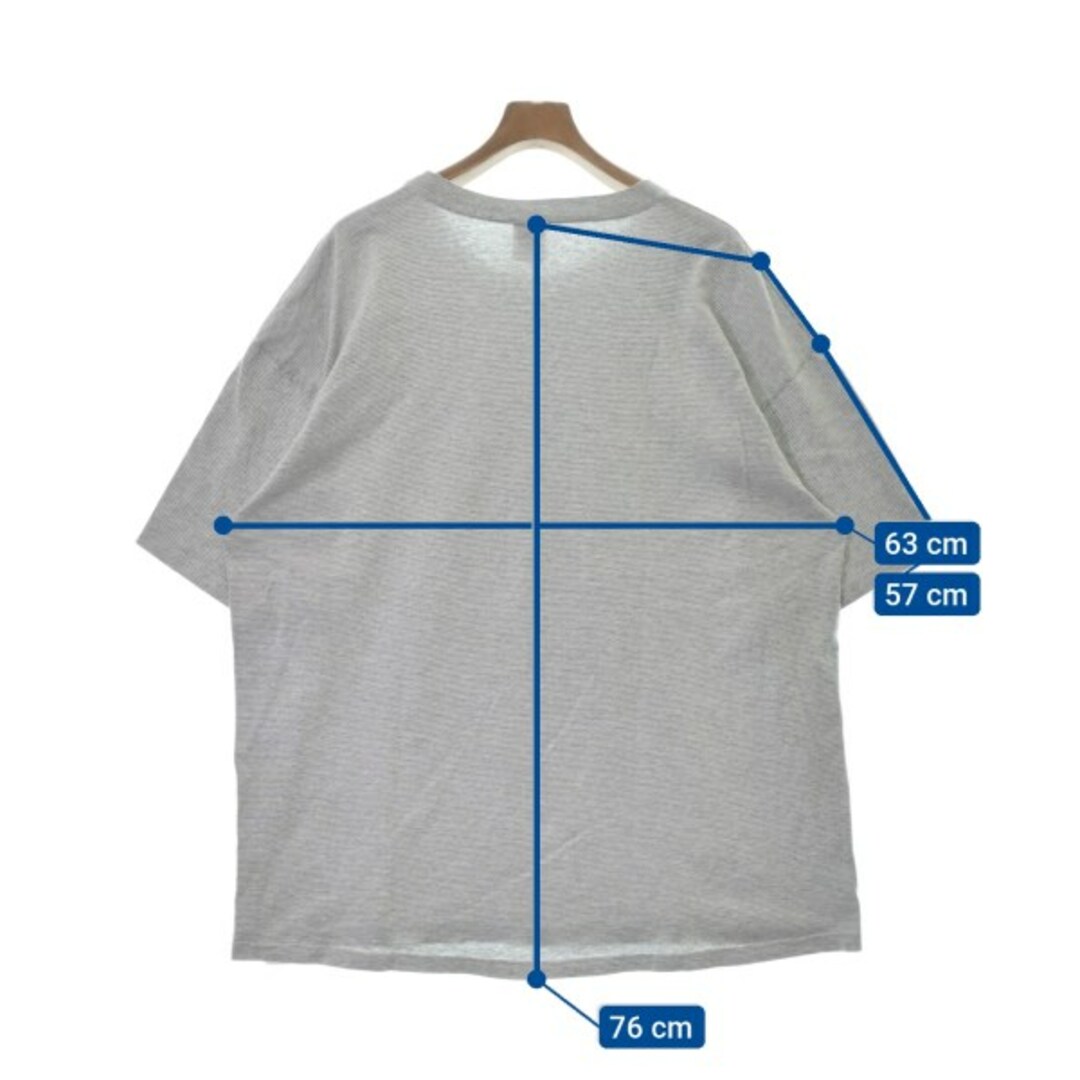 CalCru(カルクルー)のCalCru  カルクルー Tシャツ・カットソー F グレーx白(ボーダー) 【古着】【中古】 メンズのトップス(Tシャツ/カットソー(半袖/袖なし))の商品写真