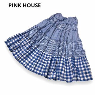 ピンクハウス(PINK HOUSE)の最終価格★PINK HOUSE★ピンクハウス★チェック★スカート★ティアード(ロングスカート)