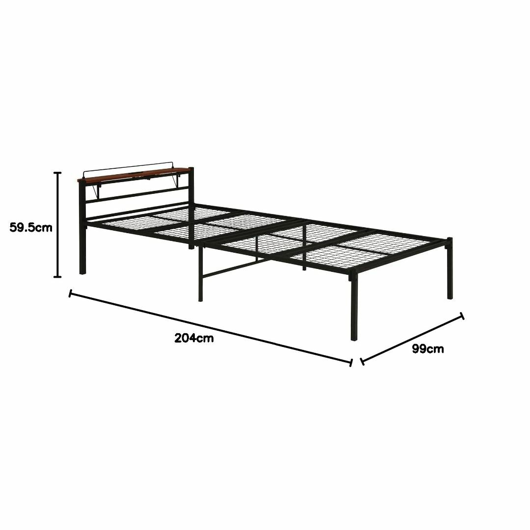 【色: ブラック】萩原 ベッド ベッドフレーム シングル コンパクト 【無駄のな インテリア/住まい/日用品のベッド/マットレス(その他)の商品写真