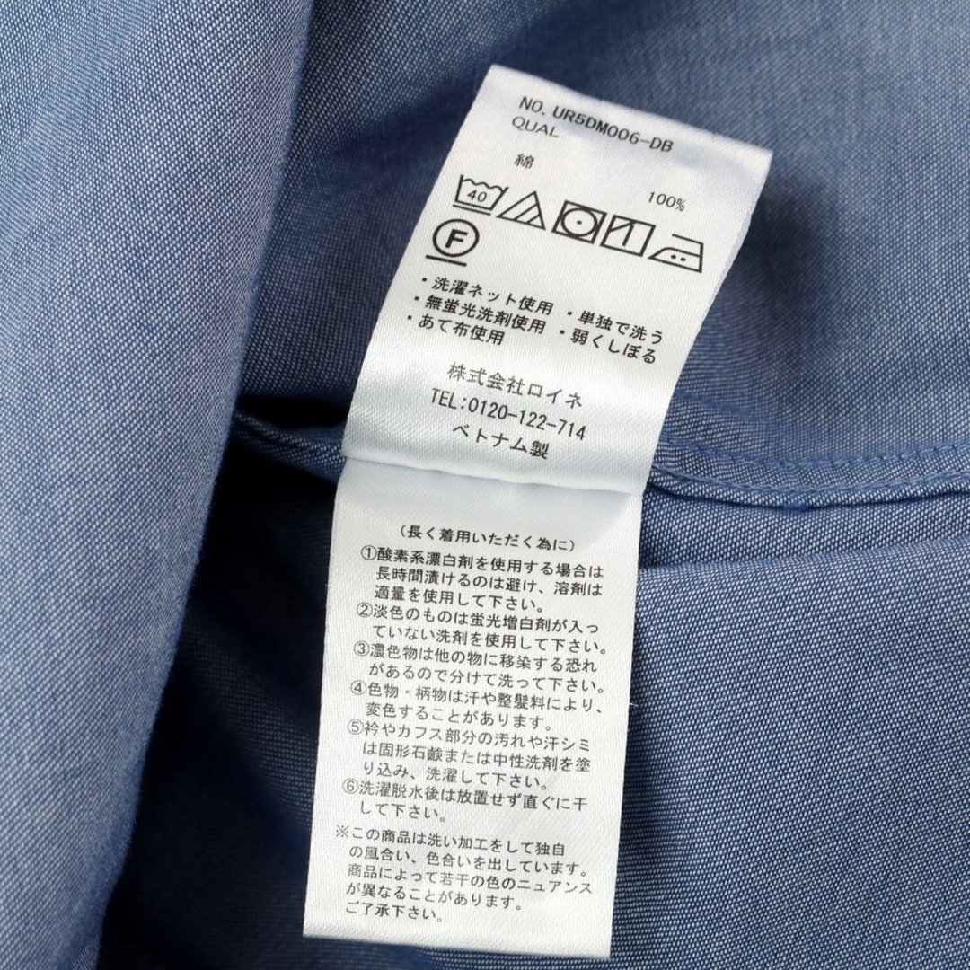 【中古】ユニバーサルランゲージ UNIVERSAL LANGUAGE コットン セミワイドカラー カジュアルシャツ ブルー【サイズM】【メンズ】 メンズのトップス(シャツ)の商品写真