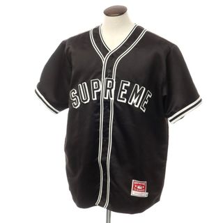 シュプリーム(Supreme)の【中古】シュプリーム Supreme 2023年春夏 MITCHELL & NESS SATIN BASEBALL JERSEY 半袖シャツ ブラックxホワイト【サイズXL】【メンズ】(シャツ)