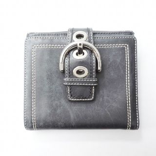 コーチ(COACH)のCOACH(コーチ) Wホック財布 - 黒 レザー(財布)